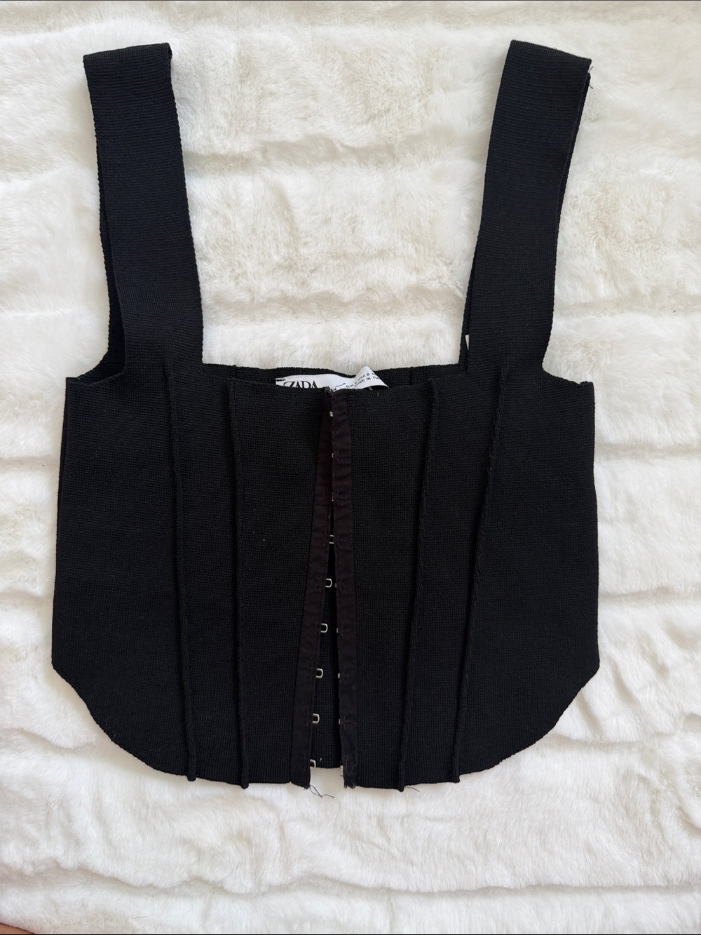 ZARA Black Knit Top with Front Hooks